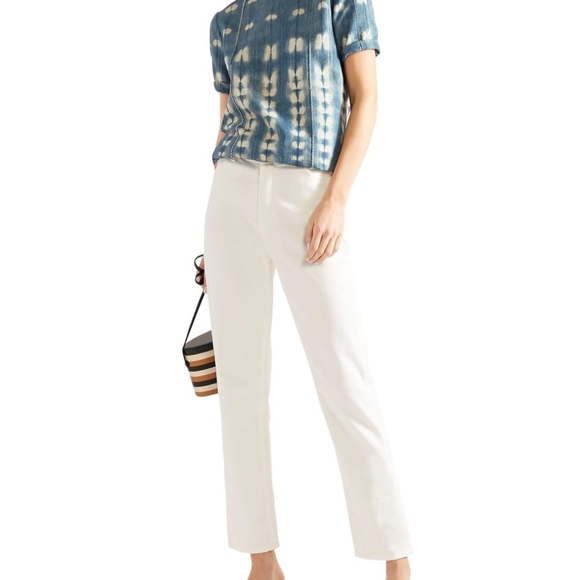 Adam Lippes Metallic Tie-Dyed Denim Top shibori - Picture 2 of 8